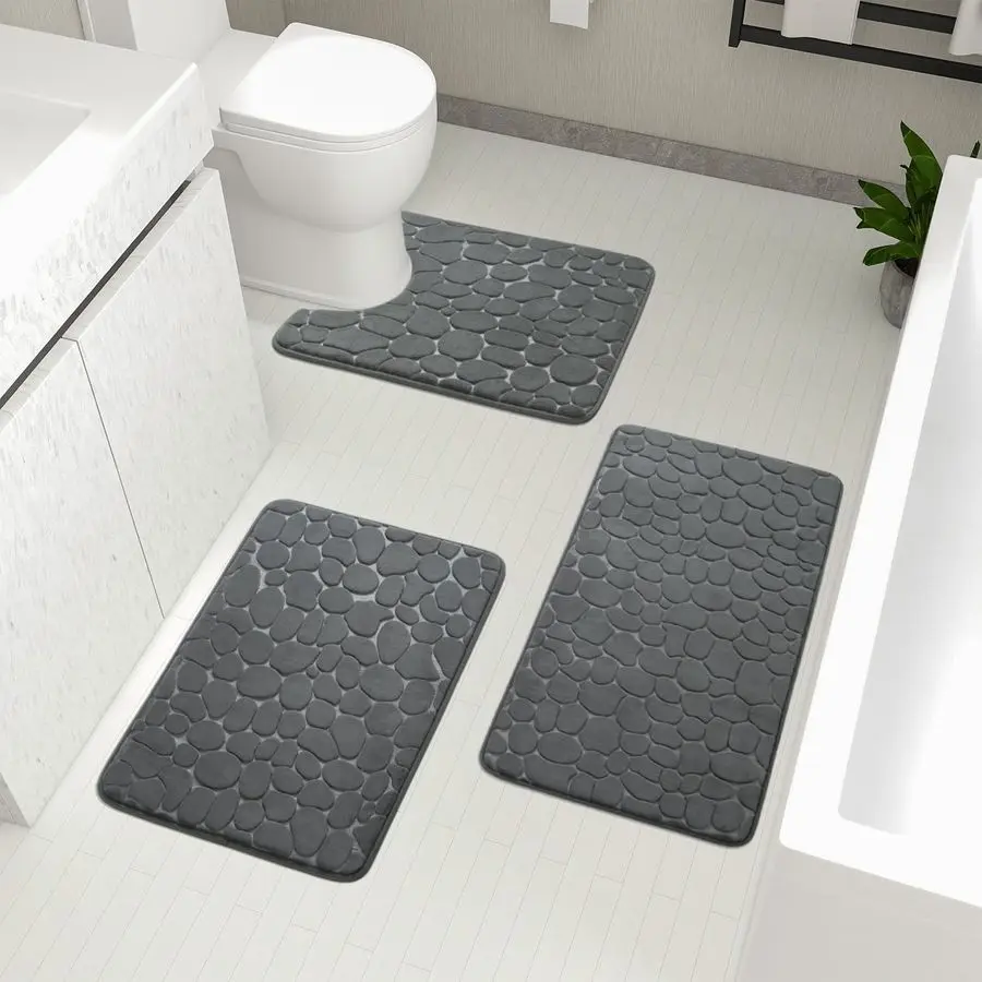 Bathroom Rugs Mat Set 3 Piece Dark Grey, Memory Foam Bath Mats Sets, Non Slip Water Absorbent Washable Bath Rugs for Sink, Toile
Bathroom Rugs Mat Set 3 Piece Dark Grey, Memory Foam Bath Mats Sets, Non Slip Water Absorbent Washable Bath Rugs for Sink, Toile