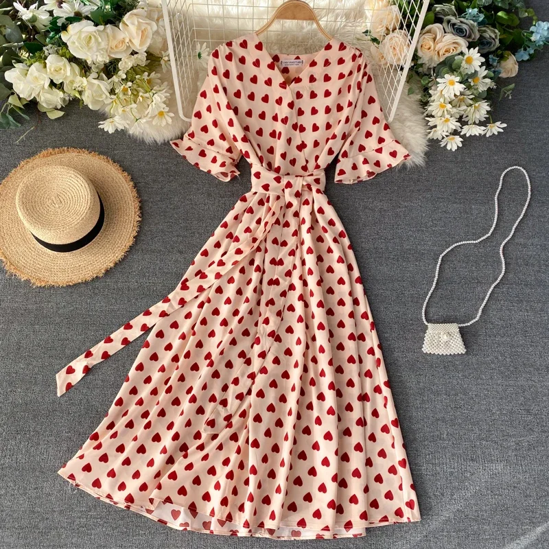 Summer Women's Dress French Retro Print V-neck Short-sleeved Dress New Waist Female Big Swing Dresses HH200
Summer Women's Dress French Retro Print V-neck Short-sleeved Dress New Waist Female Big Swing Dresses HH200