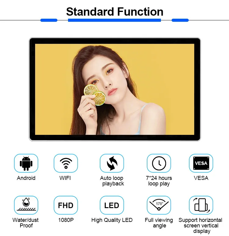 21.5 22 Inch Wall Mount Android Wifi Wireless Digital Signage Advertising Display Monitor With CMS
21.5 22 Inch Wall Mount Android Wifi Wireless Digital Signage Advertising Display Monitor With CMS
