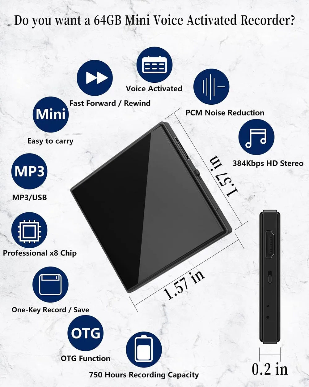 Диктофон PocketRec с памятью 16 ГБ, диктофон с голосовой активацией, емкость записи 750 часов, устройство для прослушивания, записи MP3 PQ116
Диктофон PocketRec с памятью 16 ГБ, диктофон с голосовой активацией, емкость записи 750 часов, устройство для прослушивания, записи MP3 PQ116