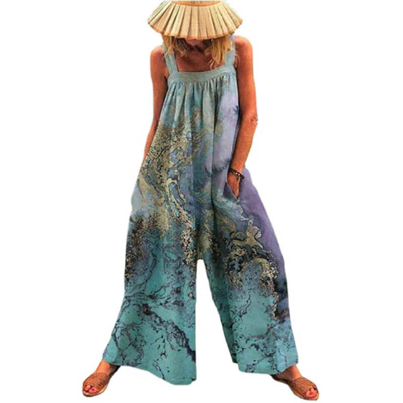 Large size women's clothing european and american women's clothing 2023 summer new fashion printed loose strap wide leg jumpsuit
Large size women's clothing european and american women's clothing 2023 summer new fashion printed loose strap wide leg jumpsuit