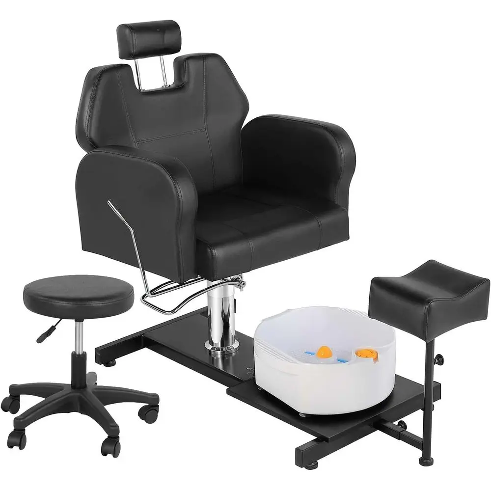 Adjustable Height Reclining Pedicure Chair with 360 Swivel, Footrest, and Stool for Nail Care
Adjustable Height Reclining Pedicure Chair with 360 Swivel, Footrest, and Stool for Nail Care