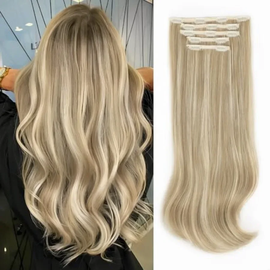 Clip in Hair Extensions - Thick Long Straight Layered Hair Extensions, Dirty Blonde Mixed Bleach Blonde, 20 Inch Soft Lace Weft
Clip in Hair Extensions - Thick Long Straight Layered Hair Extensions, Dirty Blonde Mixed Bleach Blonde, 20 Inch Soft Lace Weft