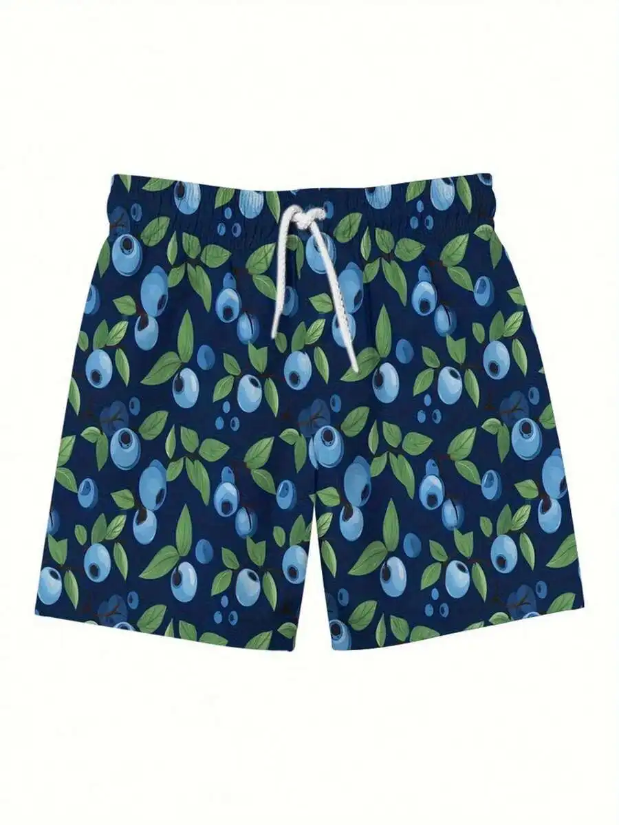 Mens Casual Beach Shorts With Blueberry Print, Drawstring Waist, Breathable Fiber Fabric, Regular Fit
Mens Casual Beach Shorts With Blueberry Print, Drawstring Waist, Breathable Fiber Fabric, Regular Fit