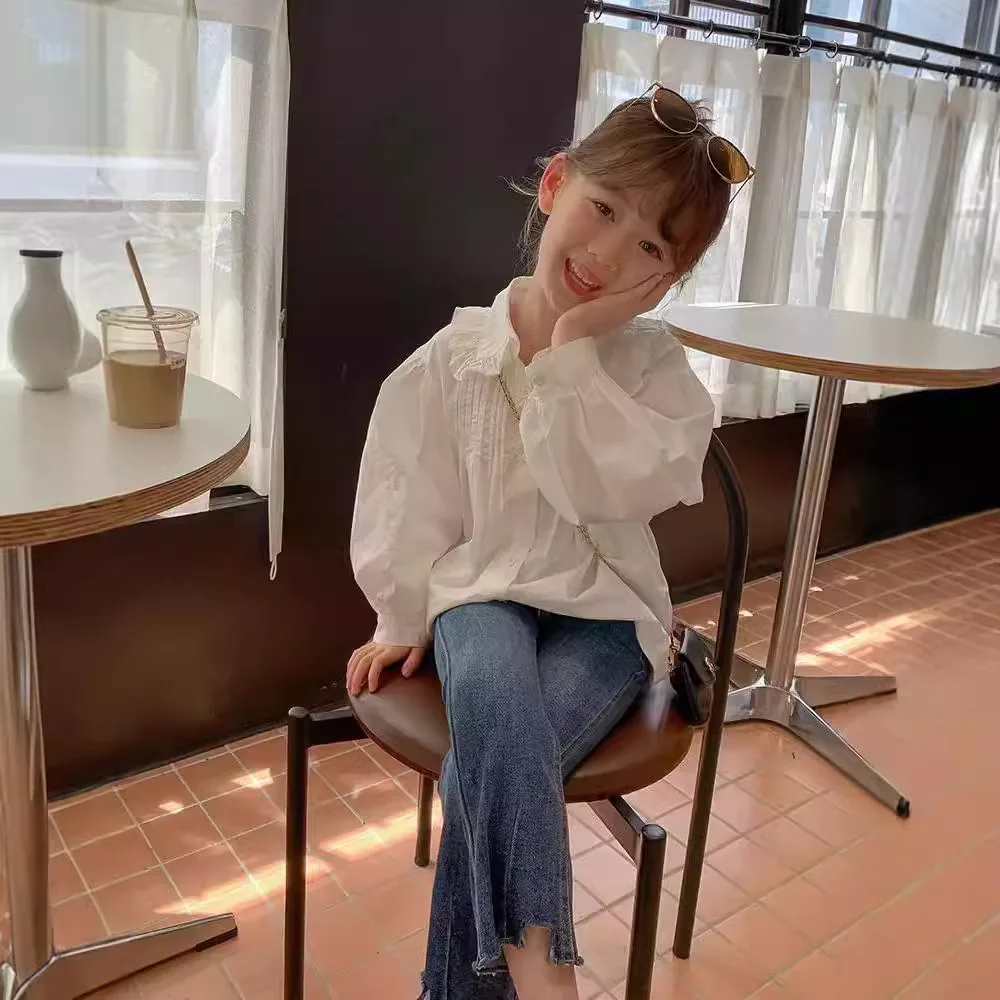 Autumn Toddler Girls Two-piece Clothes Set Cotton White Peter Pan Collar Shirts Casual Elastic Waist Falre Pant Kid Girl Outfits
Autumn Toddler Girls Two-piece Clothes Set Cotton White Peter Pan Collar Shirts Casual Elastic Waist Falre Pant Kid Girl Outfits