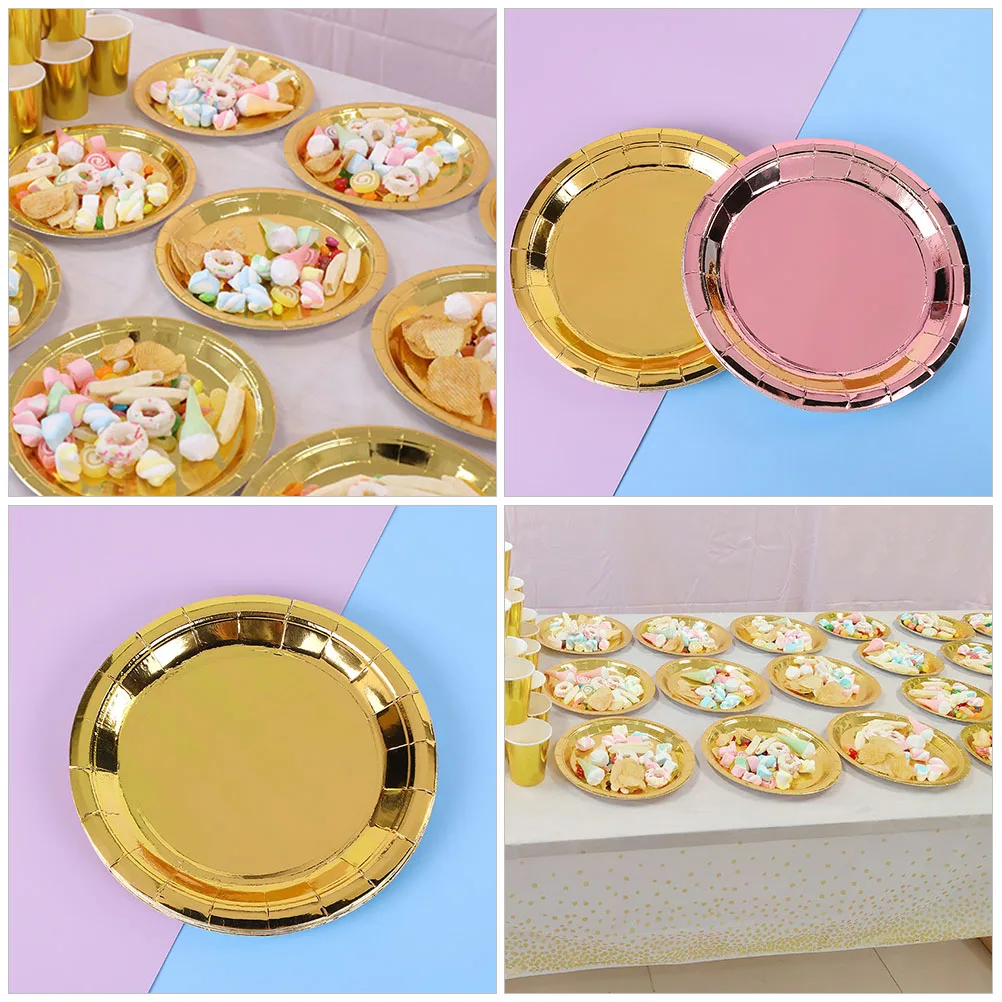 25 Pcs Disposable Paper Plates for Birthday Party Round Gold Cake Tray Supplies Thickened Material No Clean Needed
25 Pcs Disposable Paper Plates for Birthday Party Round Gold Cake Tray Supplies Thickened Material No Clean Needed