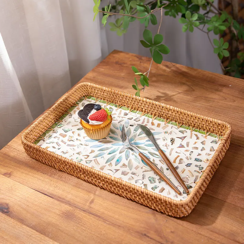 Vietnamese Handmade Rattan Shell Tray Dry Fruit Plate Home Living Room Snack Storage Tea Tray Mother-of-Pearl Fresh Square Plate
Vietnamese Handmade Rattan Shell Tray Dry Fruit Plate Home Living Room Snack Storage Tea Tray Mother-of-Pearl Fresh Square Plate