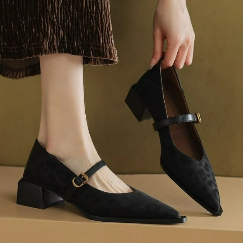 Vintage Pointed Toe Women Mary Jane Shoes Concise Shallow Buckle Shoes Spring New Ladies Elegant Leopard Thick Heel Dress Shoes
Vintage Pointed Toe Women Mary Jane Shoes Concise Shallow Buckle Shoes Spring New Ladies Elegant Leopard Thick Heel Dress Shoes