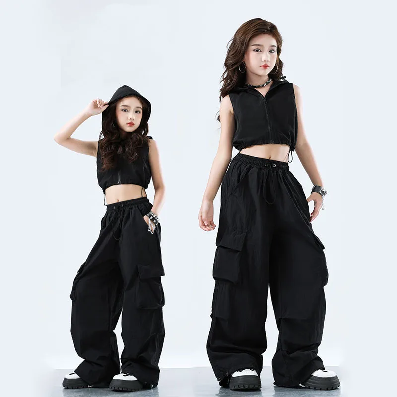 Kid Kpop Hip Hop Clothing Black Zip up Hoodie Crop Vest Top Casual Parachute Cargo Pants for Girls Jazz Dance Costumes Clothes
Kid Kpop Hip Hop Clothing Black Zip up Hoodie Crop Vest Top Casual Parachute Cargo Pants for Girls Jazz Dance Costumes Clothes