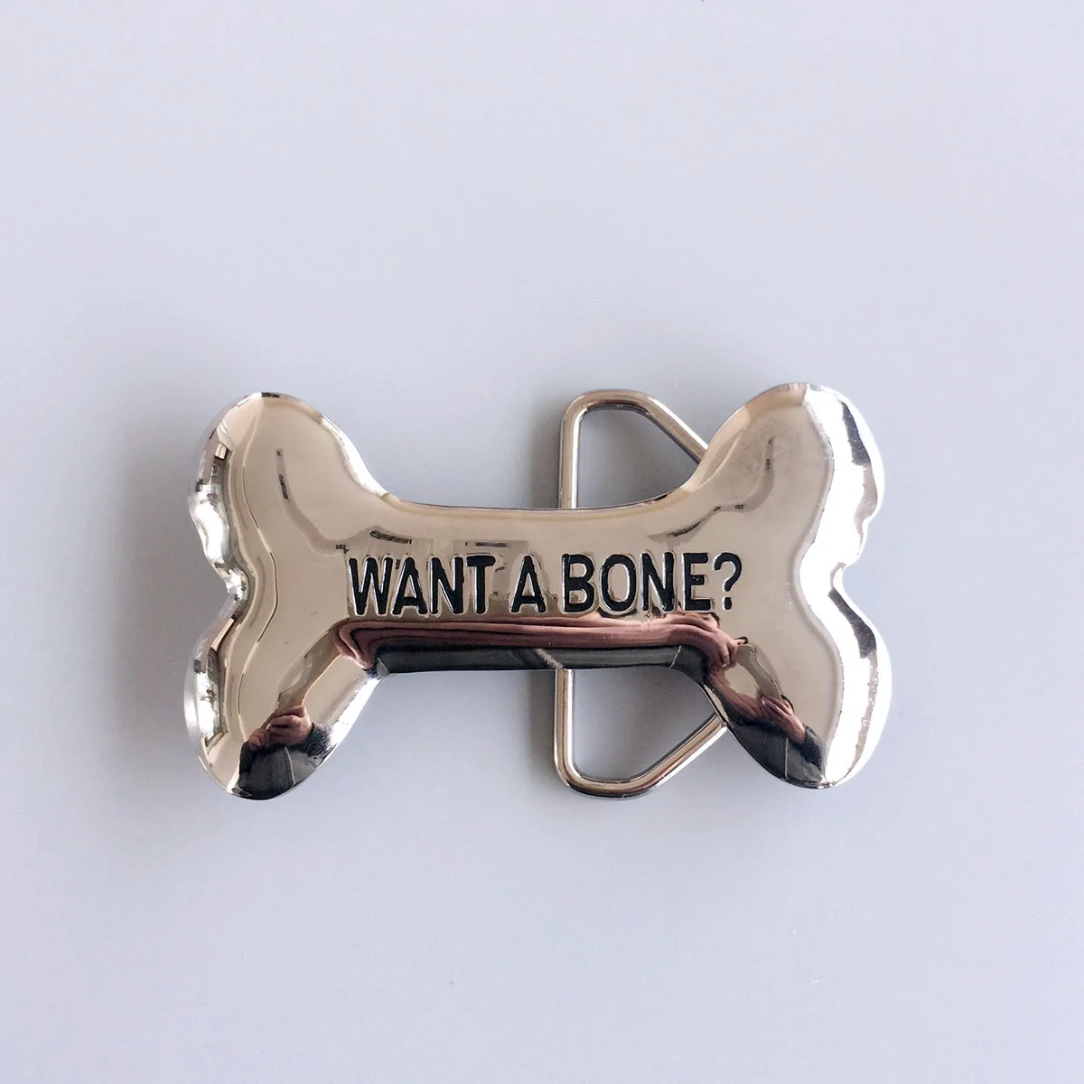 Bright Silver Plated Want A Bone Cartoon Belt Buckle BUCKLE-CA047
Bright Silver Plated Want A Bone Cartoon Belt Buckle BUCKLE-CA047