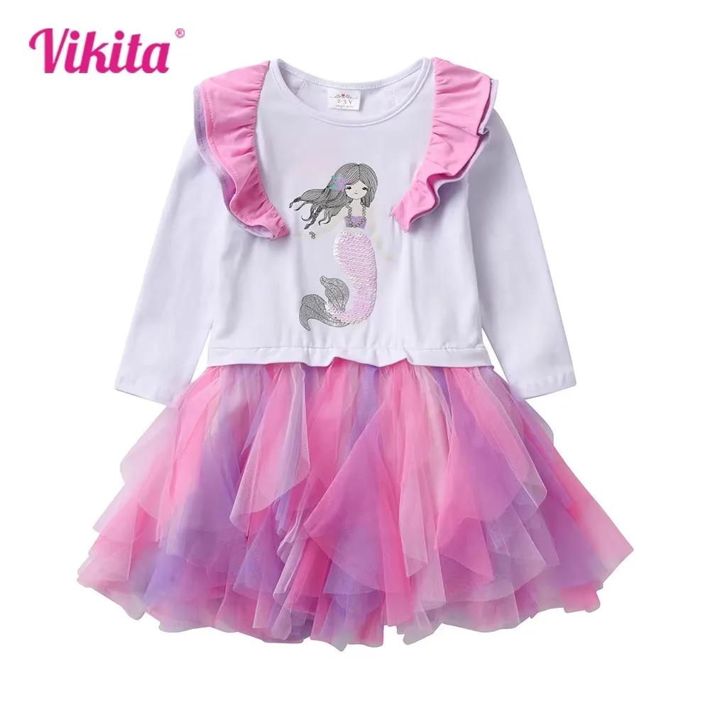 VIKITA Girls Mermaid Sequined Appliqued Flare Sleeve Dress Kids Long Sleeve Autumn Winter Irregular Mesh Tulle Princess Dresses
VIKITA Girls Mermaid Sequined Appliqued Flare Sleeve Dress Kids Long Sleeve Autumn Winter Irregular Mesh Tulle Princess Dresses