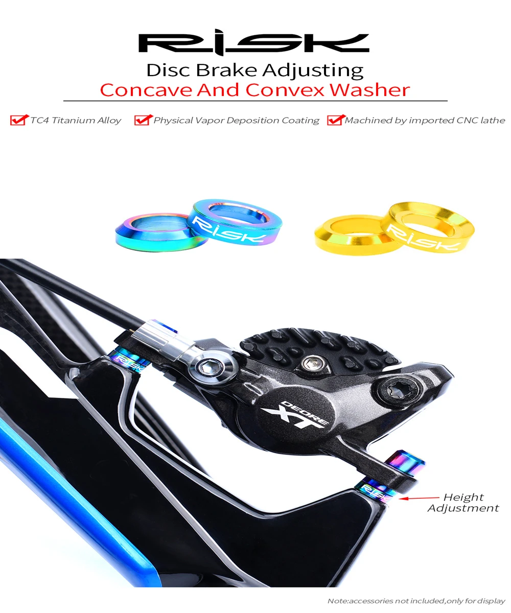 2pairs RISK Mountain BMX Bike Bicycle Titanium M6 Concave and Convex Washer Spacer For Disc Brake Caliper Group 
2pairs RISK Mountain BMX Bike Bicycle Titanium M6 Concave and Convex Washer Spacer For Disc Brake Caliper Group