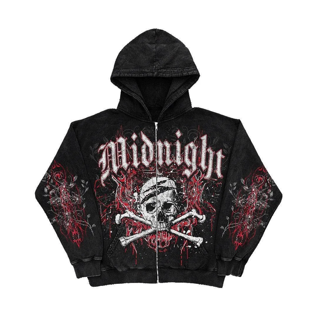 Vintage Gothic Men's Hoodies Y2K Street Fashion Letter Skull Cross Print Zipper Sweatshirt Men Harajuku Casual Loose Jackets
Vintage Gothic Men's Hoodies Y2K Street Fashion Letter Skull Cross Print Zipper Sweatshirt Men Harajuku Casual Loose Jackets
