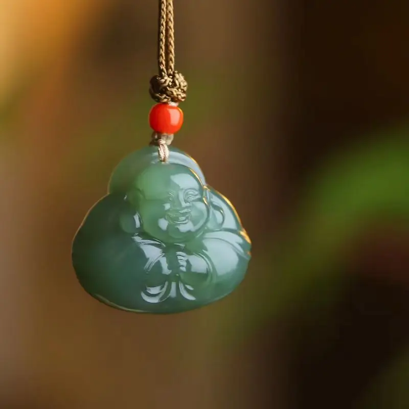 Hetian Qinghai Material Lake Green Embrace Buddha Jade Pendant Clavicle Chain Men
Hetian Qinghai Material Lake Green Embrace Buddha Jade Pendant Clavicle Chain Men