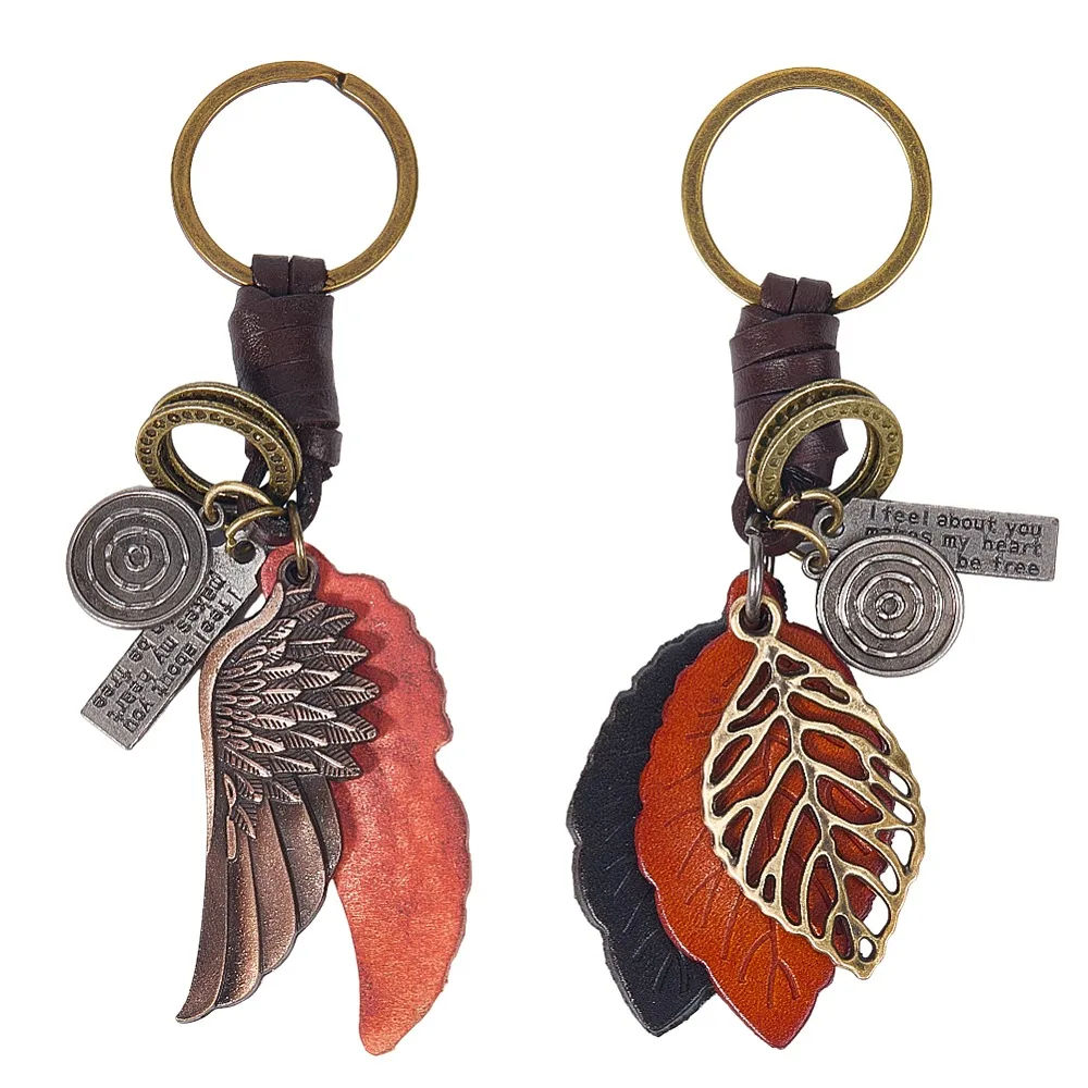 2Pcs 2 Styles Alloy Leather Pendant Keychain Leaf Wing Mixed Shapes 125mm 1pc/style
2Pcs 2 Styles Alloy Leather Pendant Keychain Leaf Wing Mixed Shapes 125mm 1pc/style