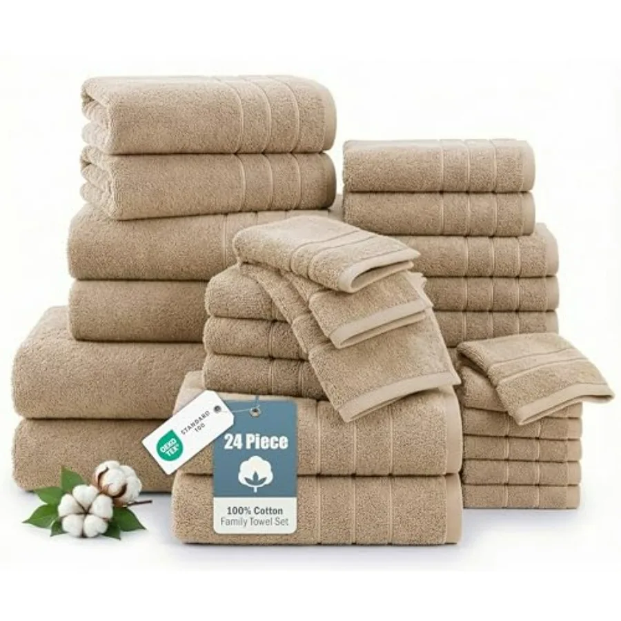 24-Piece 100 Cotton Towels and Washcloths Set Bath Sheets, Bath, Gym, Fingertip, Hand, Washcloths Beige, Plush After Washes, Id
24-Piece 100 Cotton Towels and Washcloths Set Bath Sheets, Bath, Gym, Fingertip, Hand, Washcloths Beige, Plush After Washes, Id