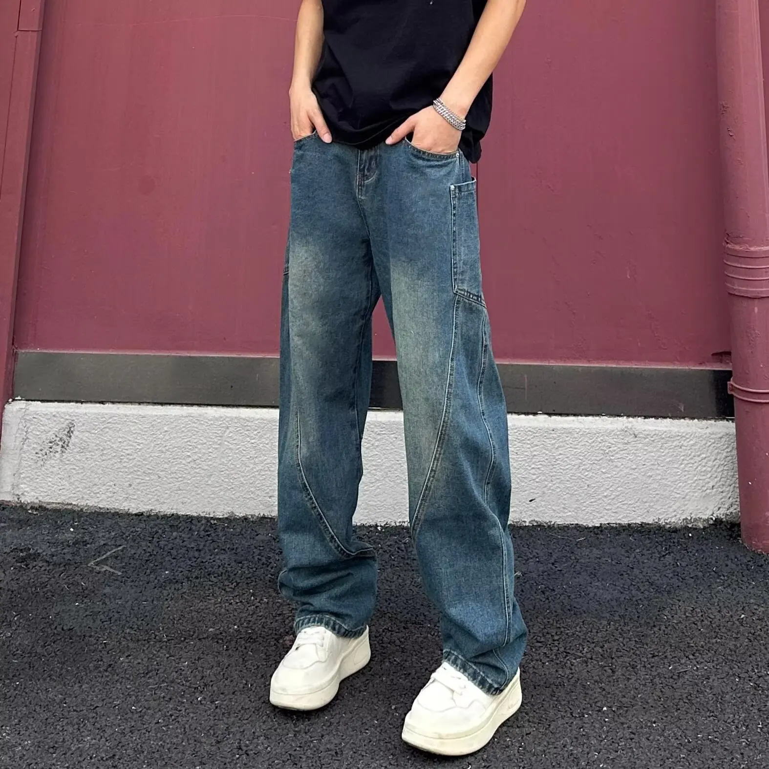 American Street Retro Vintage Men's Jeans Simple Washed Loose Casual Straight Leg Long Pants High Waist Long Trousers
American Street Retro Vintage Men's Jeans Simple Washed Loose Casual Straight Leg Long Pants High Waist Long Trousers