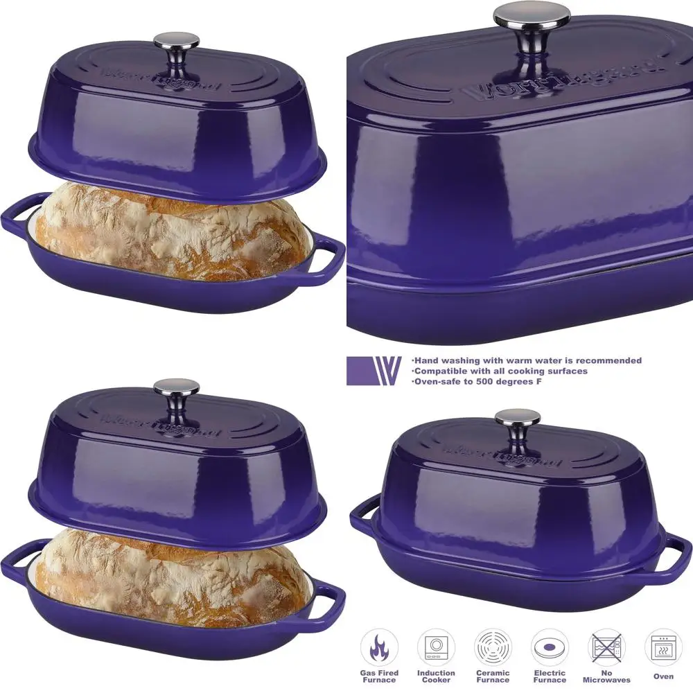 Фиолетовая чугунная эмалированная кастрюля-духовка на 6 кварт с купольной крышкой, идеально подходит для выпечки хлеба на закваске, безопасна для использования в духовке до 500 градусов. ° Ф
Фиолетовая чугунная эмалированная кастрюля-духовка на 6 кварт с купольной крышкой, идеально подходит для выпечки хлеба на закваске, безопасна для использования в духовке до 500 градусов. ° Ф