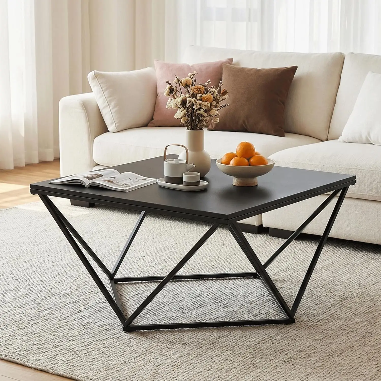 Square Coffee Table - Modern Industrial Style for Living Room Décor, 30"x30" Wooden Table Top, Metal & Triangle, Customized
Square Coffee Table - Modern Industrial Style for Living Room Décor, 30"x30" Wooden Table Top, Metal & Triangle, Customized