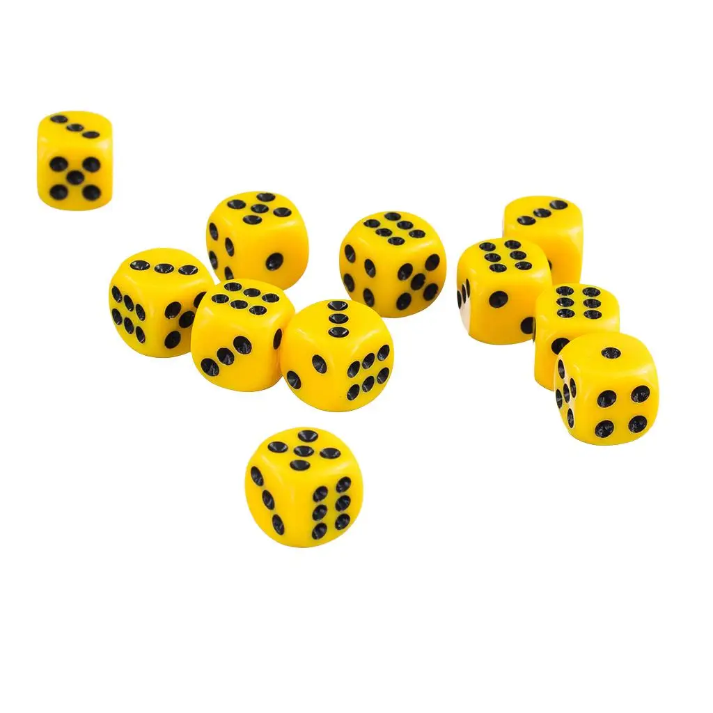 Acrylic Six Sided Dice Set Yellow 50pcs for Tabletop Board Game and RPG Game Activities
Acrylic Six Sided Dice Set Yellow 50pcs for Tabletop Board Game and RPG Game Activities