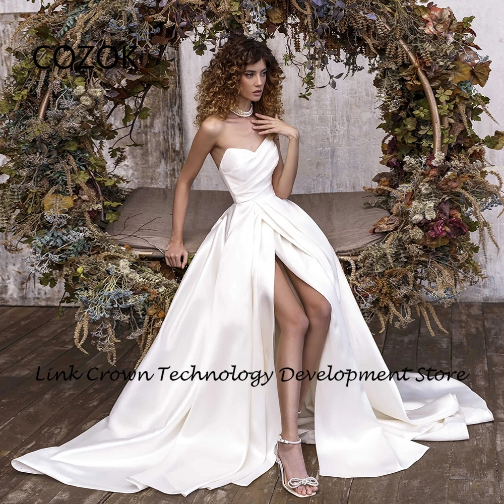 COZOK Side Slit Strapless Wedding Dresses for Women 2024 Summer Satin Sweetheart Sleeveless Bridal Gowns New Vestidos De Novia
COZOK Side Slit Strapless Wedding Dresses for Women 2024 Summer Satin Sweetheart Sleeveless Bridal Gowns New Vestidos De Novia