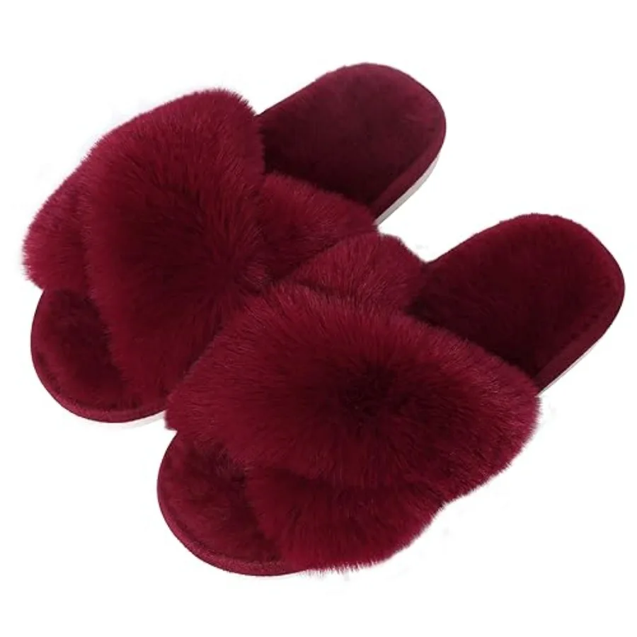 Evshine Women's Fuzzy Slippers Cross Band Memory Foam House Slippers Open Toe
Evshine Women's Fuzzy Slippers Cross Band Memory Foam House Slippers Open Toe