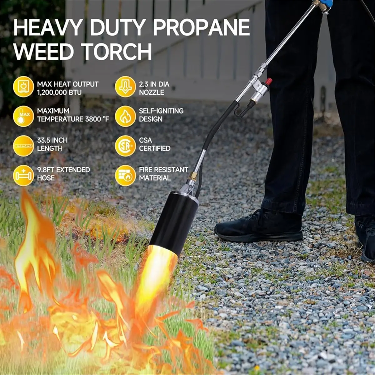 MALL Propane Torch Weed Burner, Flame Control Blow Torch with Turbo Trigger, Flame Thrower for Garden Weed
MALL Propane Torch Weed Burner, Flame Control Blow Torch with Turbo Trigger, Flame Thrower for Garden Weed