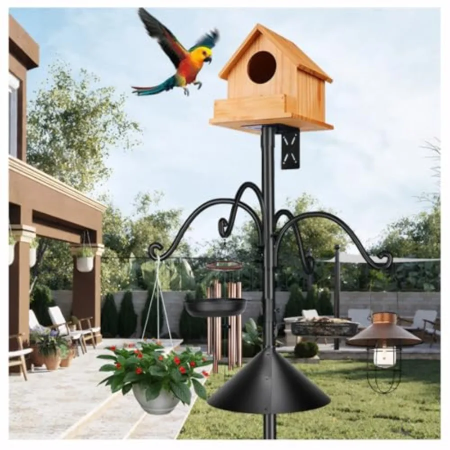 92 Inch Metal Bird Feeder Pole with Squirrel-Proof Baffle 4 Hooks and 2 Feeding Trays - Heavy Duty 5-Prong Base Outdoor Birdhou
92 Inch Metal Bird Feeder Pole with Squirrel-Proof Baffle 4 Hooks and 2 Feeding Trays - Heavy Duty 5-Prong Base Outdoor Birdhou