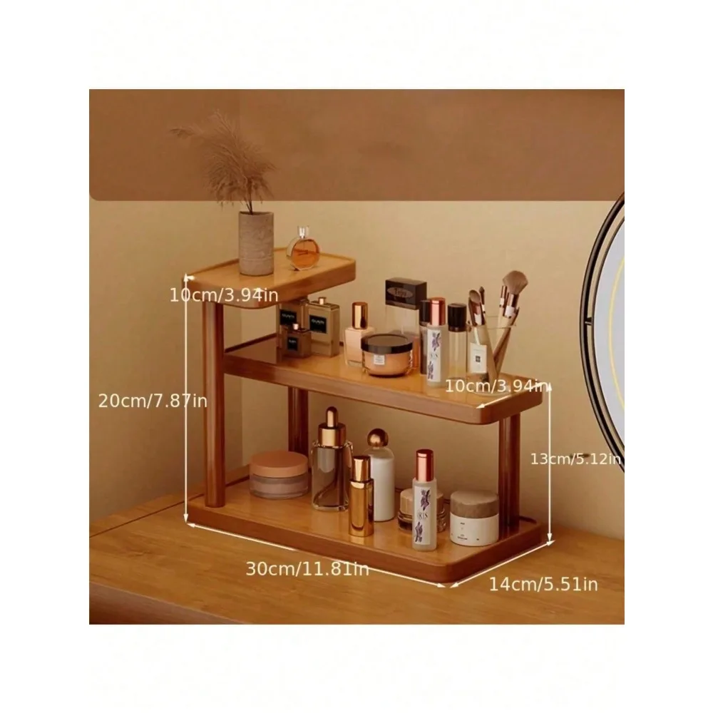 1pc Brown Wooden Desktop Storage Rack, Multi-Layer Tabletop Organizer With Cup Holder - Modern Light Brown Freestanding Shelf, No Assembly Required, Space-Saving For Bathroom, Kitchen, Bedroom Vanity - Wooden Cosmetic & Toiletry Storage Rack
1pc Brown Wooden Desktop Storage Rack, Multi-Layer Tabletop Organizer With Cup Holder - Modern Light Brown Freestanding Shelf, No Assembly Required, Space-Saving For Bathroom, Kitchen, Bedroom Vanity - Wooden Cosmetic & Toiletry Storage Rack