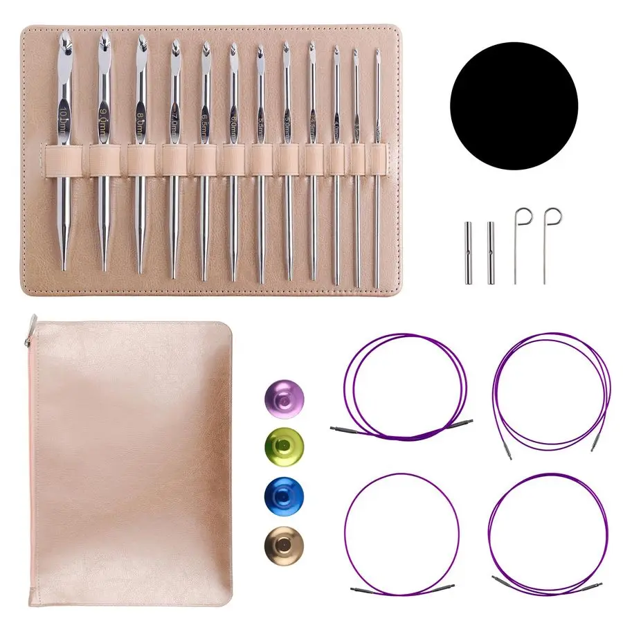 Crochet Hooks Set with Cables, Aluminum Interchangeable Circular Knitting Needles Kit for Beginners 3mm10mm Long Crochet Hooks w
Crochet Hooks Set with Cables, Aluminum Interchangeable Circular Knitting Needles Kit for Beginners 3mm10mm Long Crochet Hooks w