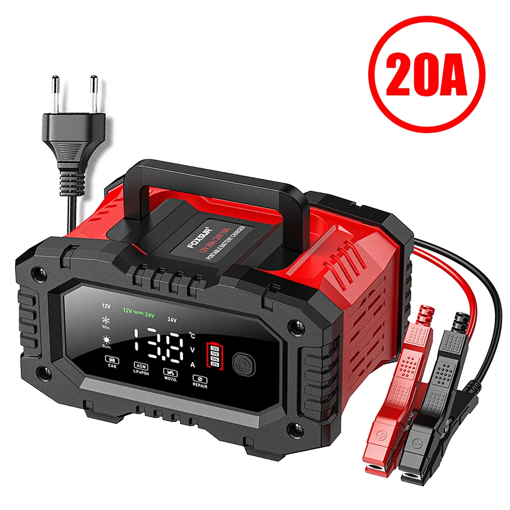 Universal Battery Charger 12V 20A 24V 10A Intelligent Pulse Repair Charger High Power for Truck Motorcycle Lawn Mower Boat
Universal Battery Charger 12V 20A 24V 10A Intelligent Pulse Repair Charger High Power for Truck Motorcycle Lawn Mower Boat