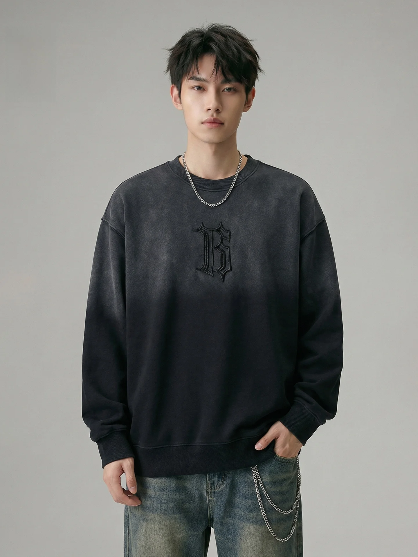 Retro American Fce Lined Embroidered Lettering Sweatirt Men's Waed adient round Ne Thiened Warm Top
Retro American Fce Lined Embroidered Lettering Sweatirt Men's Waed adient round Ne Thiened Warm Top