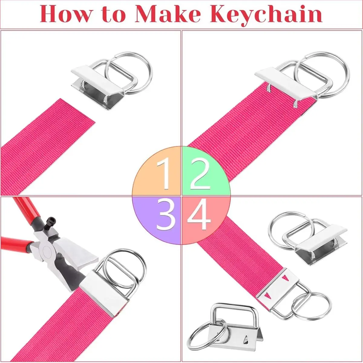 Key Fob Hardware Set, 50PCS 1 Inch Lanyard Keychain with Pliers Tool for Keychain and Wristlet Clamp Hardware Supplies
Key Fob Hardware Set, 50PCS 1 Inch Lanyard Keychain with Pliers Tool for Keychain and Wristlet Clamp Hardware Supplies