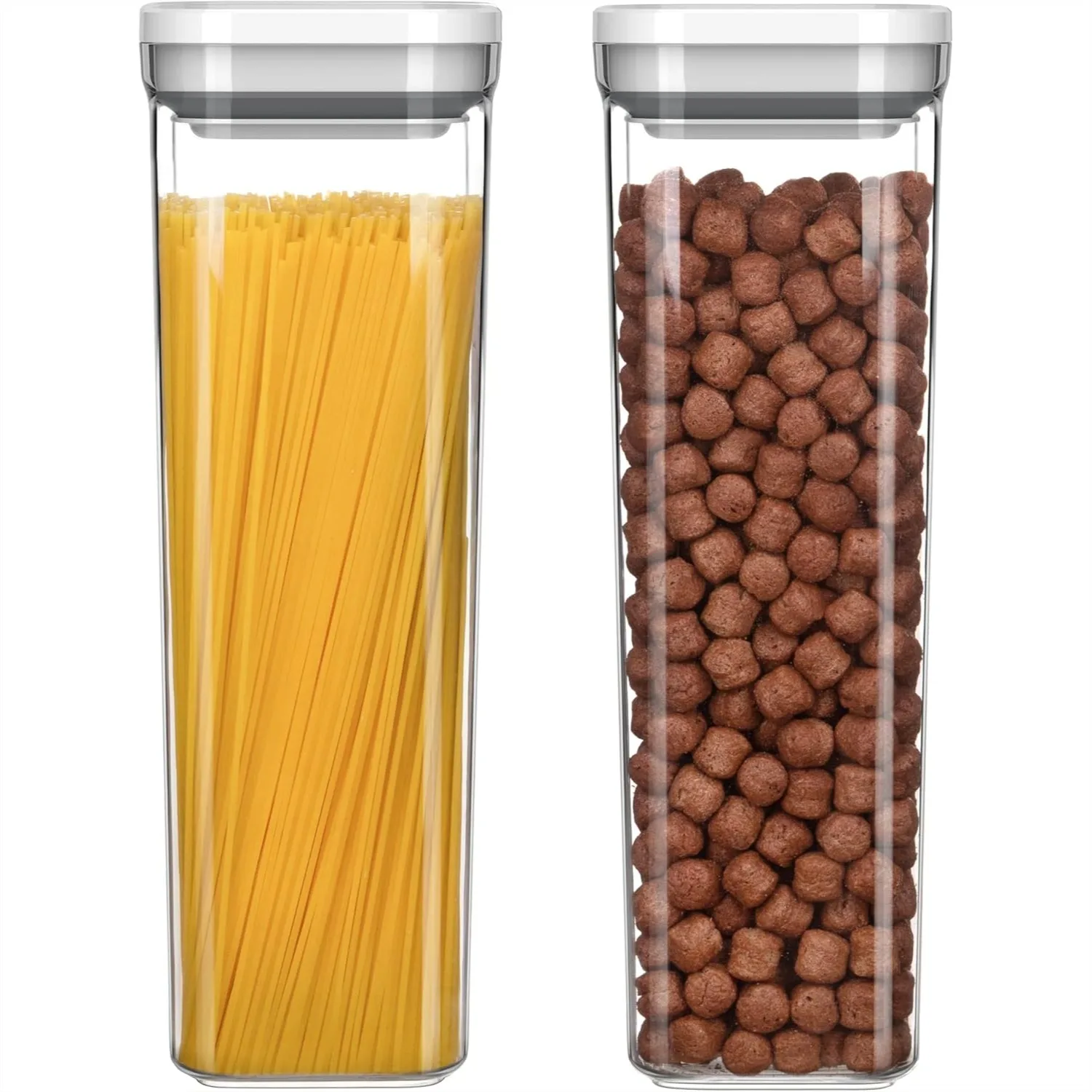 Airtight Food Storage Container Set for Pantry Organization, 2 Pack 72oz Canisters with One-Handed Seal, White
Airtight Food Storage Container Set for Pantry Organization, 2 Pack 72oz Canisters with One-Handed Seal, White