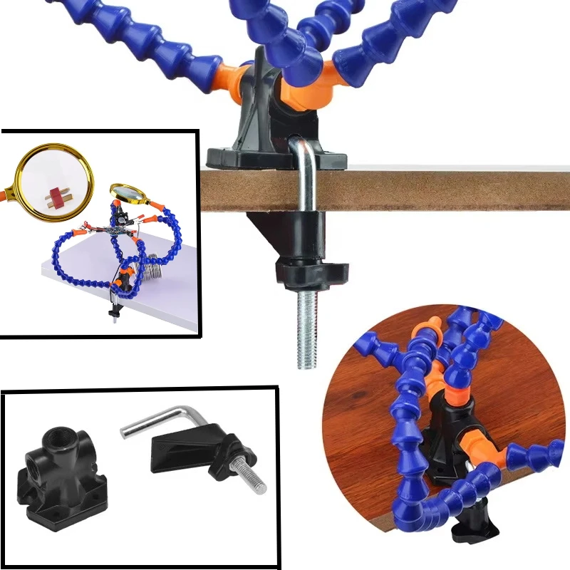 Third Hand Helping Hands Soldering Station Tool With 3X Magnifier/5 Flexible Arms Welding Repair PCB Holder Fixture
Third Hand Helping Hands Soldering Station Tool With 3X Magnifier/5 Flexible Arms Welding Repair PCB Holder Fixture