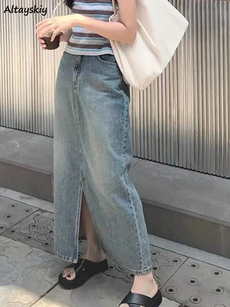 Skirts Women Summer Straight Denim Maxi Slit Solid All-match Юбка Женская Hot Sale Young Korean Style Basic Casual Elegant Chic
Skirts Women Summer Straight Denim Maxi Slit Solid All-match Юбка Женская Hot Sale Young Korean Style Basic Casual Elegant Chic