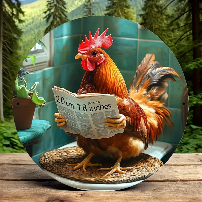 1pc, Round 8x8inch (20x20cm) Whimsical Aluminum Wall Art - Charming Rooster Reading Newspaper On Toilet Bathroom Decor, Diameter
1pc, Round 8x8inch (20x20cm) Whimsical Aluminum Wall Art - Charming Rooster Reading Newspaper On Toilet Bathroom Decor, Diameter
