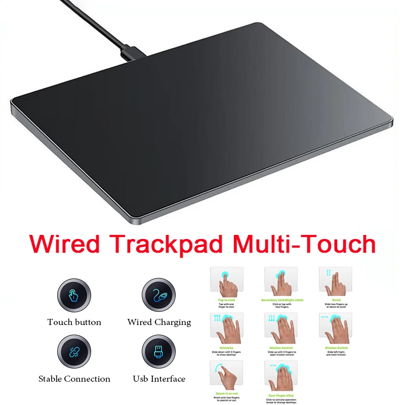 Multi-Touch Trackpad Aluminum High Precision USB Wired Touchpad Mouse for Windows 10/11 Desktop/Laptop/Notebook Computer PC
Multi-Touch Trackpad Aluminum High Precision USB Wired Touchpad Mouse for Windows 10/11 Desktop/Laptop/Notebook Computer PC