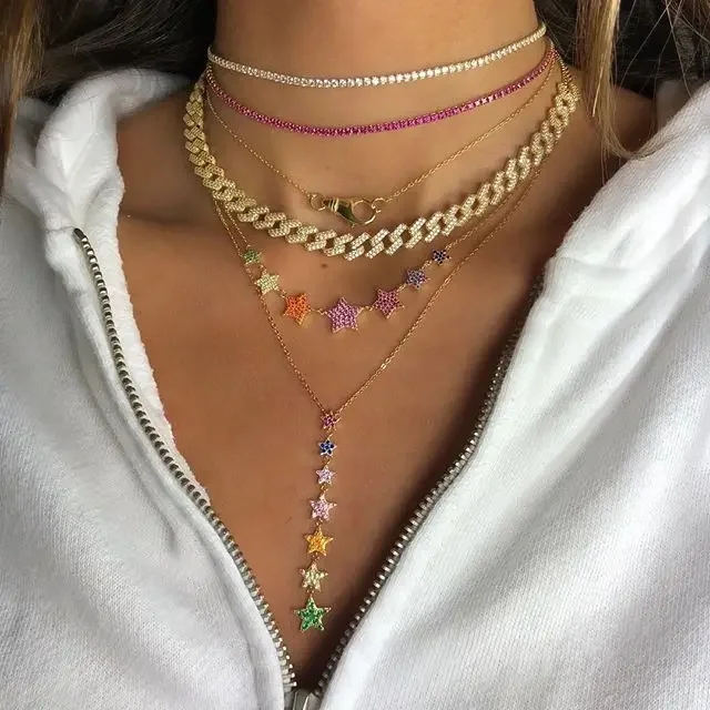 New Fashion Party Gift Jewelry Colorful Multi Color Cz Paved Star Llink Charm Drop Long Y Lariat Lovely Star Necklace for Girl
New Fashion Party Gift Jewelry Colorful Multi Color Cz Paved Star Llink Charm Drop Long Y Lariat Lovely Star Necklace for Girl