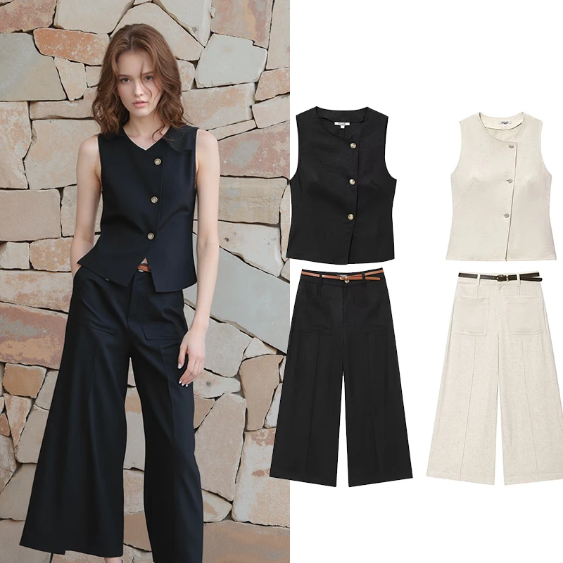 Linen Pants Sets Two Piece Set For Women Outfits Woman Suit New Trousers Women's Pieces Suits Elegant Office Lady Summer
Linen Pants Sets Two Piece Set For Women Outfits Woman Suit New Trousers Women's Pieces Suits Elegant Office Lady Summer