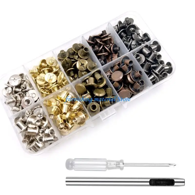 Y5GD 100pcs Practical Zinc Alloy M5x4mm Chicagos Screws Bookbinding Rivets Portable for Leather Bags Books Collars Matte
Y5GD 100pcs Practical Zinc Alloy M5x4mm Chicagos Screws Bookbinding Rivets Portable for Leather Bags Books Collars Matte