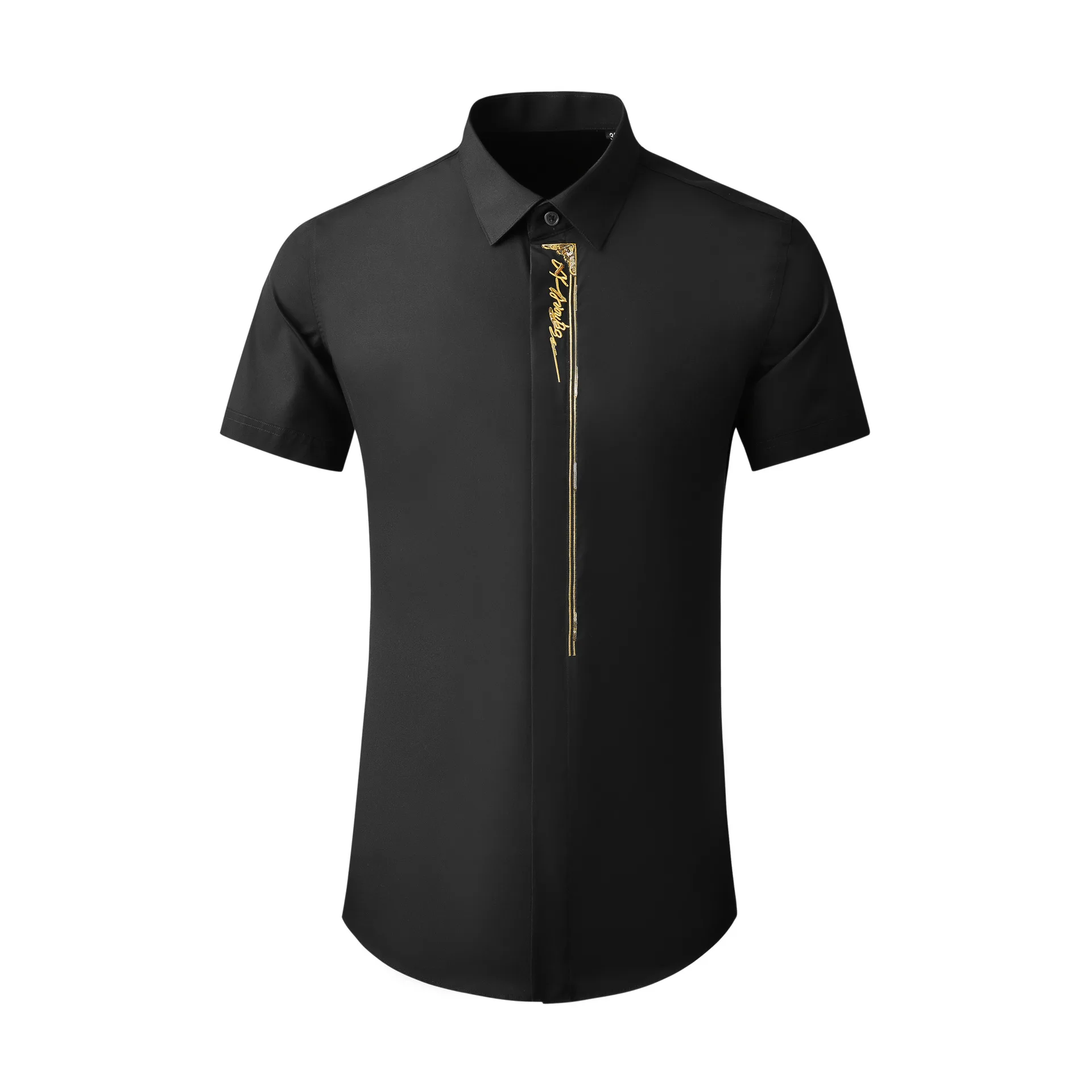Summer Chinese style short sleeved letter bead embroidery fashion men's shirt slim fit cotton
Summer Chinese style short sleeved letter bead embroidery fashion men's shirt slim fit cotton