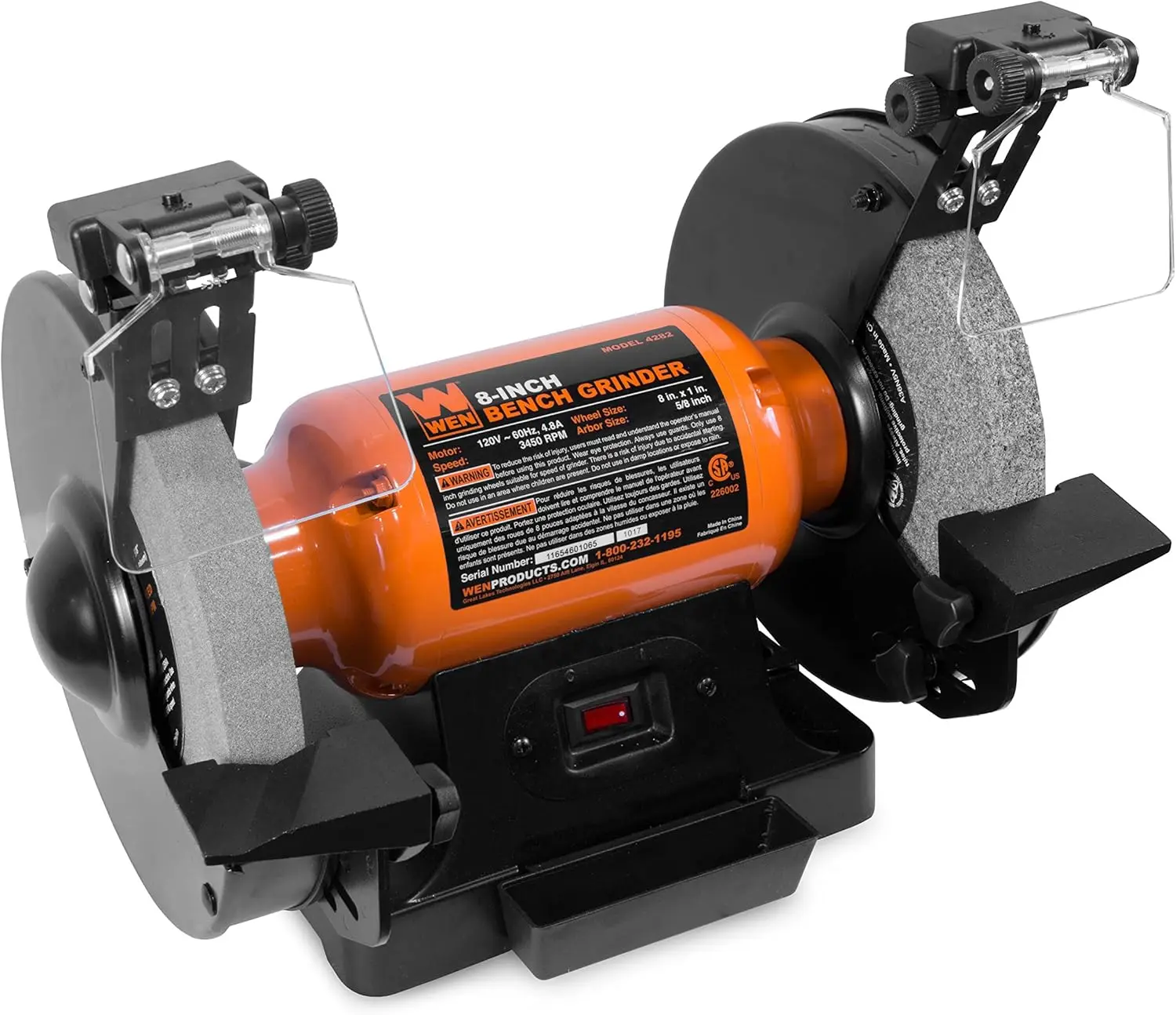 8-Inch Bench Grinder, 4.8-Amp Single Speed with LED Work Lights, 3450 RPM for Sharpening Tools
8-Inch Bench Grinder, 4.8-Amp Single Speed with LED Work Lights, 3450 RPM for Sharpening Tools