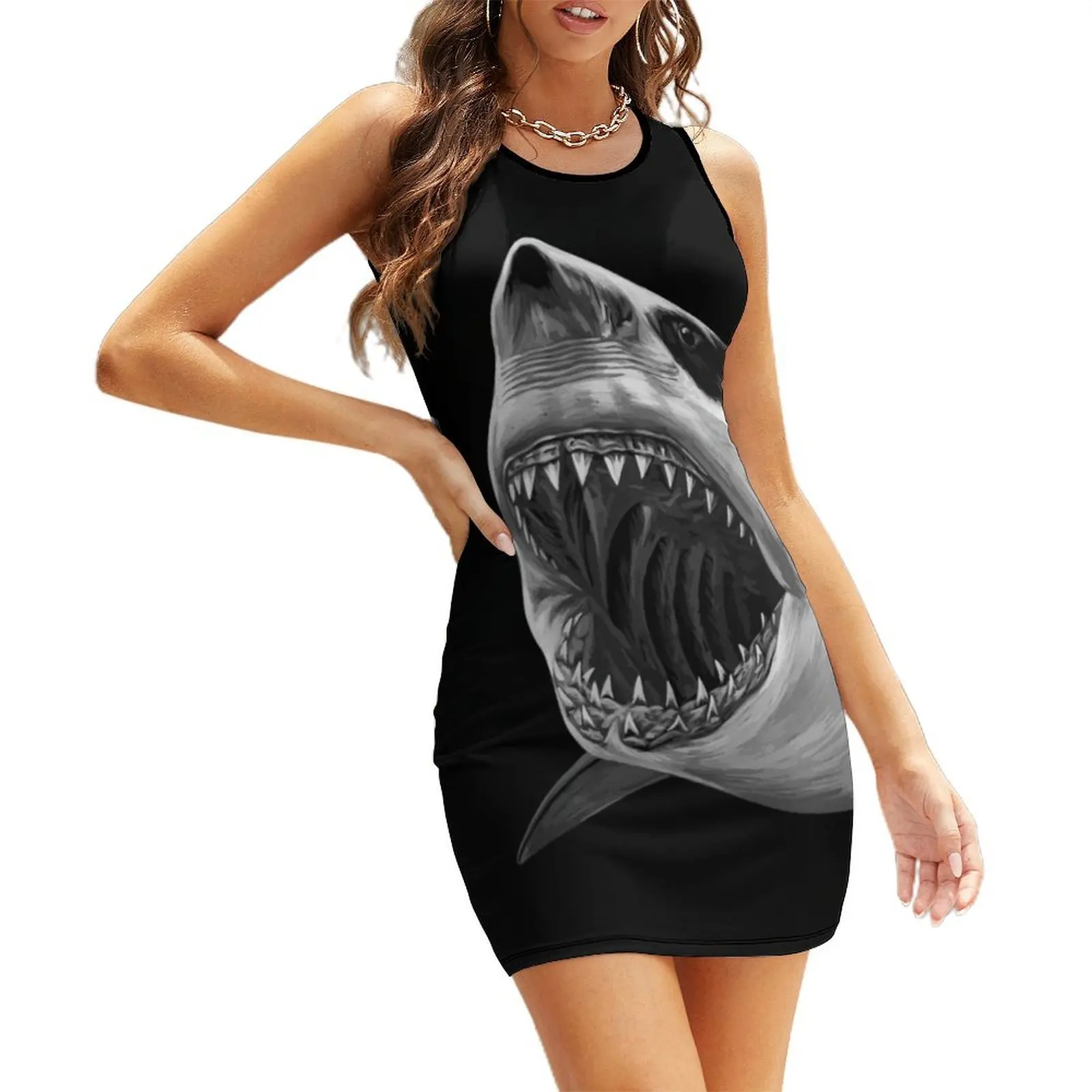 Great White Shark Sleeveless Sundress summer dress daily Female clothing dresses for womens dresses for woman 2025 
Great White Shark Sleeveless Sundress summer dress daily Female clothing dresses for womens dresses for woman 2025
