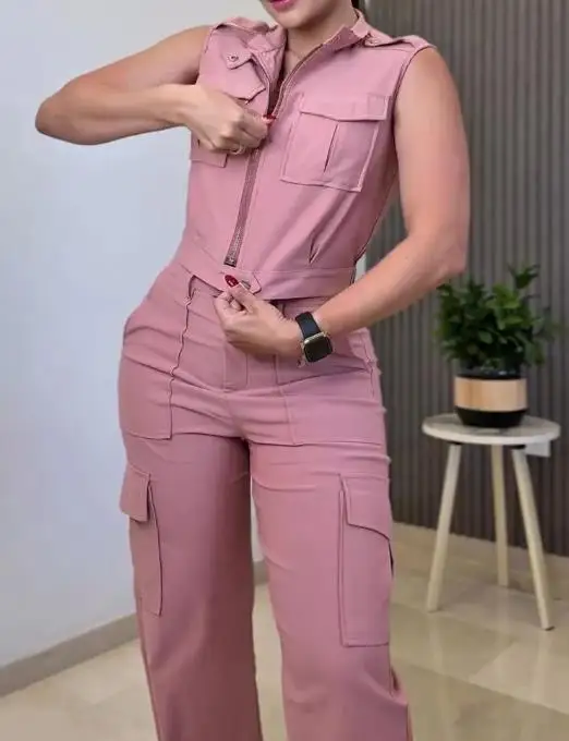 2026 Элегантный сексуальный стильный однотонный комплект из двух предметов с 3D карманами-карго, майка без рукавов и повседневный комплект широких брюк с высокой талией
2026 Элегантный сексуальный стильный однотонный комплект из двух предметов с 3D карманами-карго, майка без рукавов и повседневный комплект широких брюк с высокой талией