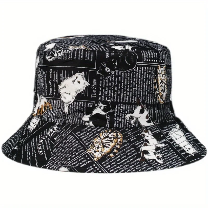 Newspapers Cat Print Bucket Hats Reversible Breathable Sun Protection Fisherman Hat For Men Women Summer Sports Hiking Bob Cap
Newspapers Cat Print Bucket Hats Reversible Breathable Sun Protection Fisherman Hat For Men Women Summer Sports Hiking Bob Cap