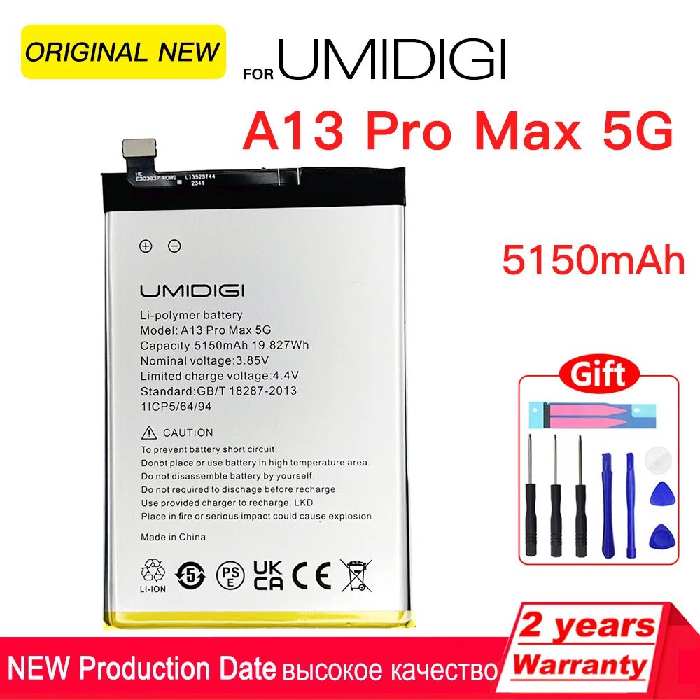 100% Original Genuine for UMI Umidigi A13 Pro Max 5G Battery 5150mAh Replacement Parts Phone Accessory Accumulators With Tools
100% Original Genuine for UMI Umidigi A13 Pro Max 5G Battery 5150mAh Replacement Parts Phone Accessory Accumulators With Tools