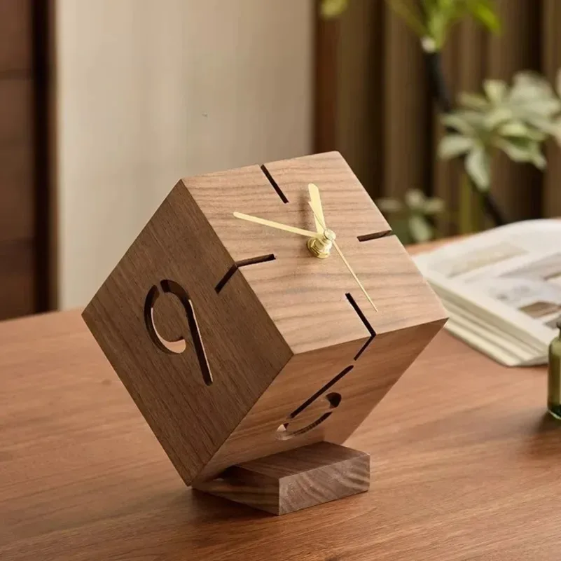 Cube Hollow Desktop Silent Clock Ornament Creative Black Walnut Small Clock Fashion Gift
Cube Hollow Desktop Silent Clock Ornament Creative Black Walnut Small Clock Fashion Gift