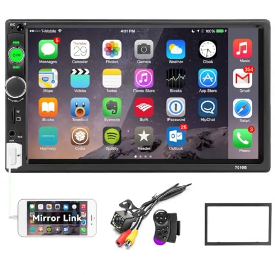 Car Stereo Double Din Bluetooth Car Radio 7 Inch MP5 Player HD Touch Screen FM Radio Audio Receiver AUX in USB TF Card Input Mu
Car Stereo Double Din Bluetooth Car Radio 7 Inch MP5 Player HD Touch Screen FM Radio Audio Receiver AUX in USB TF Card Input Mu