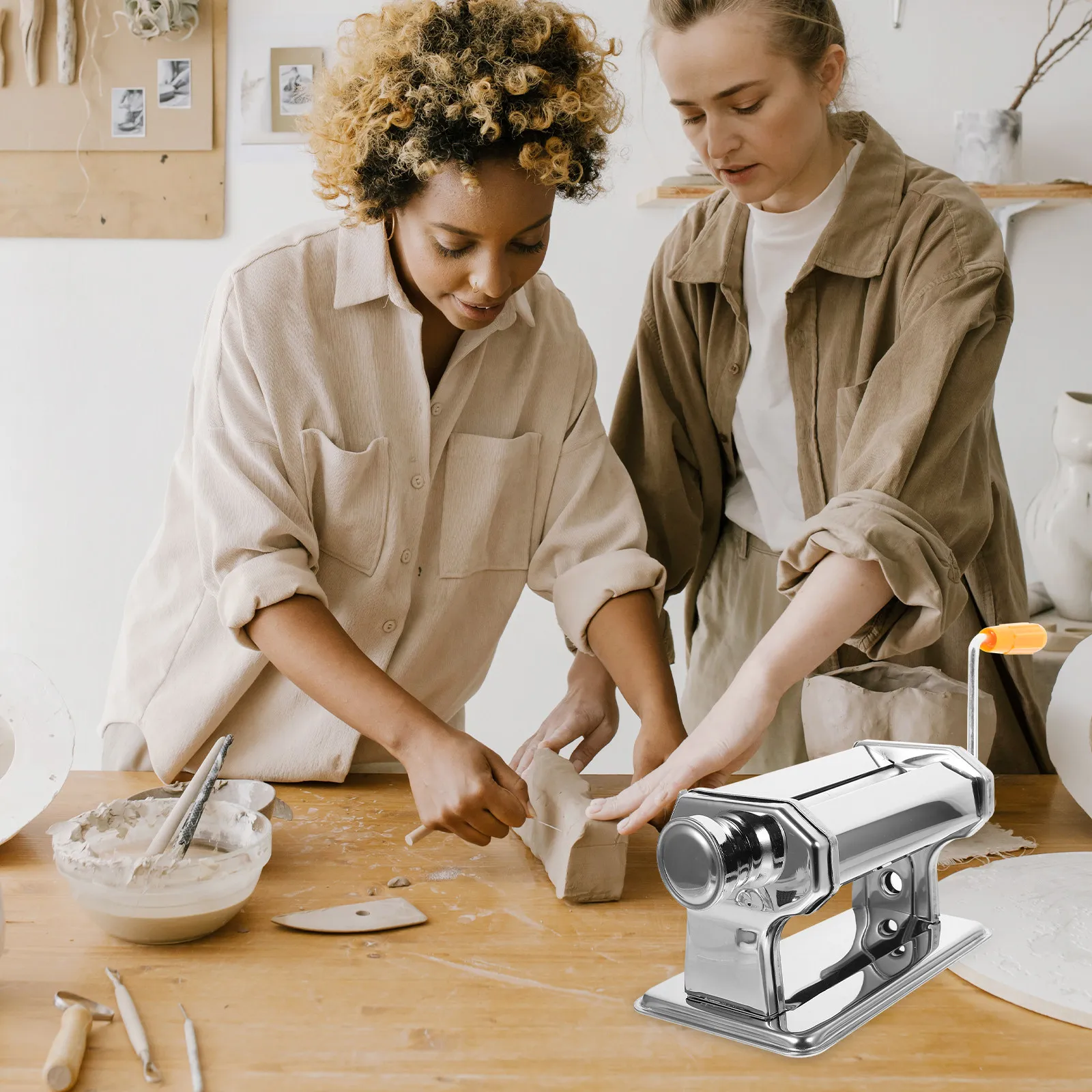 Clay Press Machine Polymer Clay Tools Portable Roller Silver Pottery Supplies Hand Crank Art Jewelry Craft Projects DIY Extruder
Clay Press Machine Polymer Clay Tools Portable Roller Silver Pottery Supplies Hand Crank Art Jewelry Craft Projects DIY Extruder